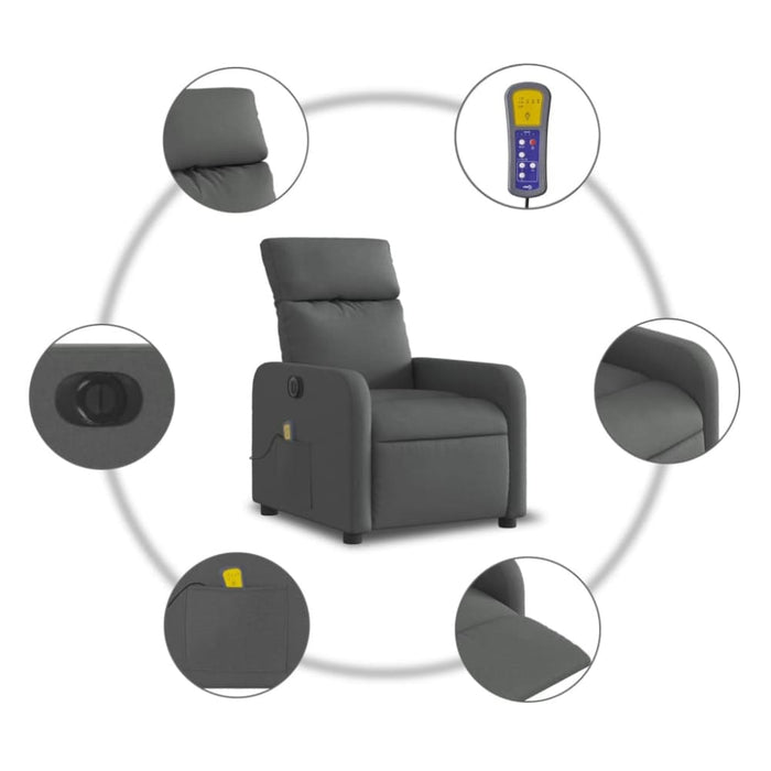 Electric Massage Recliner Chair Dark Grey Fabric Txblnli