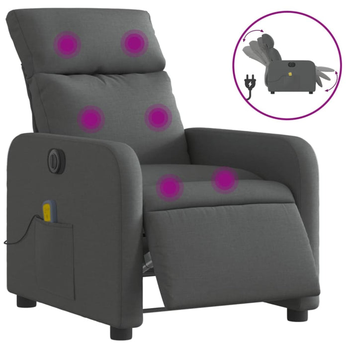 Electric Massage Recliner Chair Dark Grey Fabric Txblnli