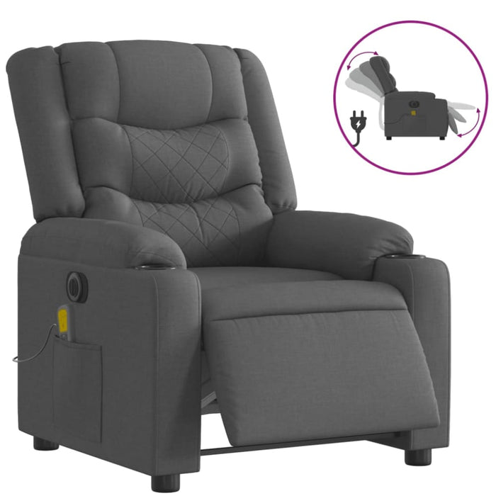 Electric Massage Recliner Chair Dark Grey Fabric Txblntk