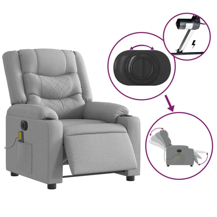 Electric Massage Recliner Chair Light Grey Fabric Txblntn