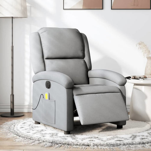 Electric Massage Recliner Chair Light Grey Fabric Txbpaxa