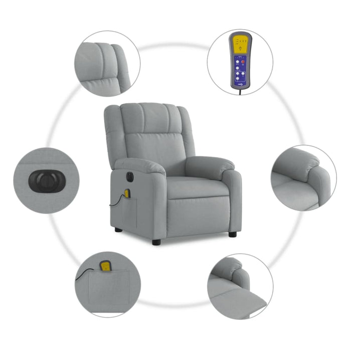 Electric Massage Recliner Chair Light Grey Fabric Txbpipp