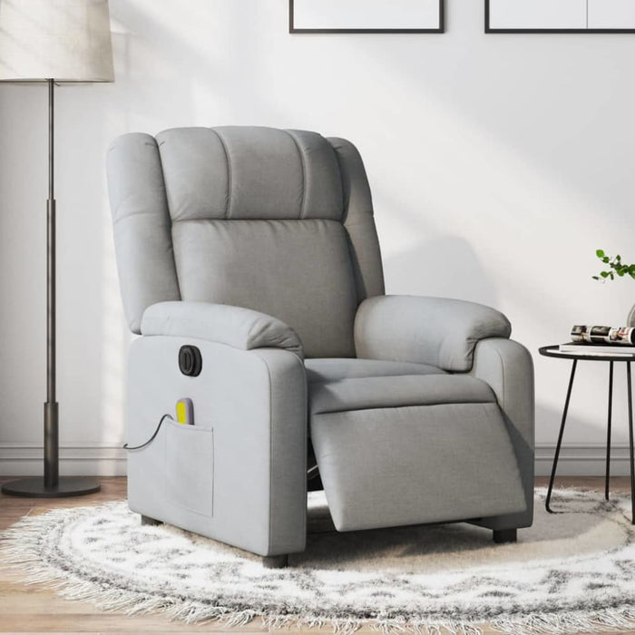 Electric Massage Recliner Chair Light Grey Fabric Txbpipp