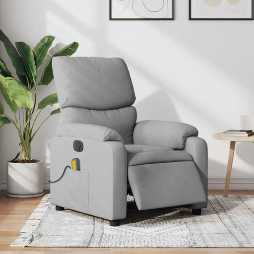 Electric Massage Recliner Chair Light Grey Fabric Txbplkx