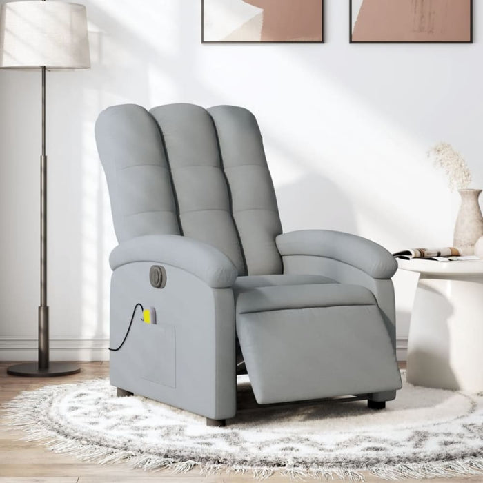 Electric Massage Recliner Chair Light Grey Fabric Txbptkx