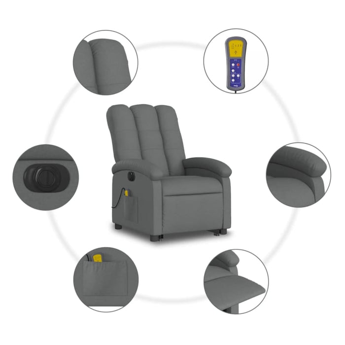 Electric Stand Up Massage Recliner Chair Dark Grey Fabric