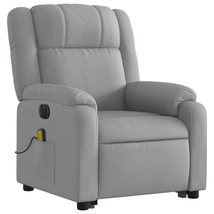 Electric Stand Up Massage Recliner Chair Light Grey Fabric