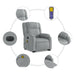 Electric Stand Up Massage Recliner Chair Light Grey Fabric