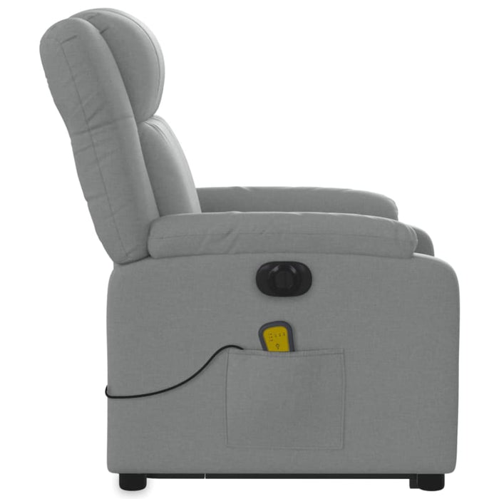 Electric Stand Up Massage Recliner Chair Light Grey Fabric