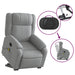 Electric Stand Up Massage Recliner Chair Light Grey Fabric