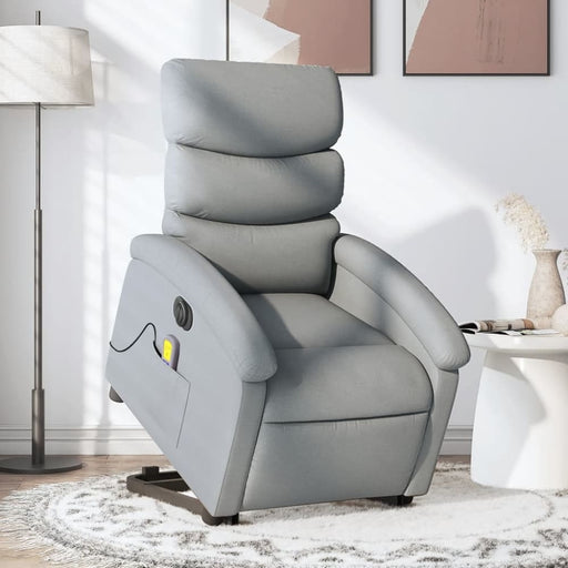 Electric Stand Up Massage Recliner Chair Light Grey Fabric