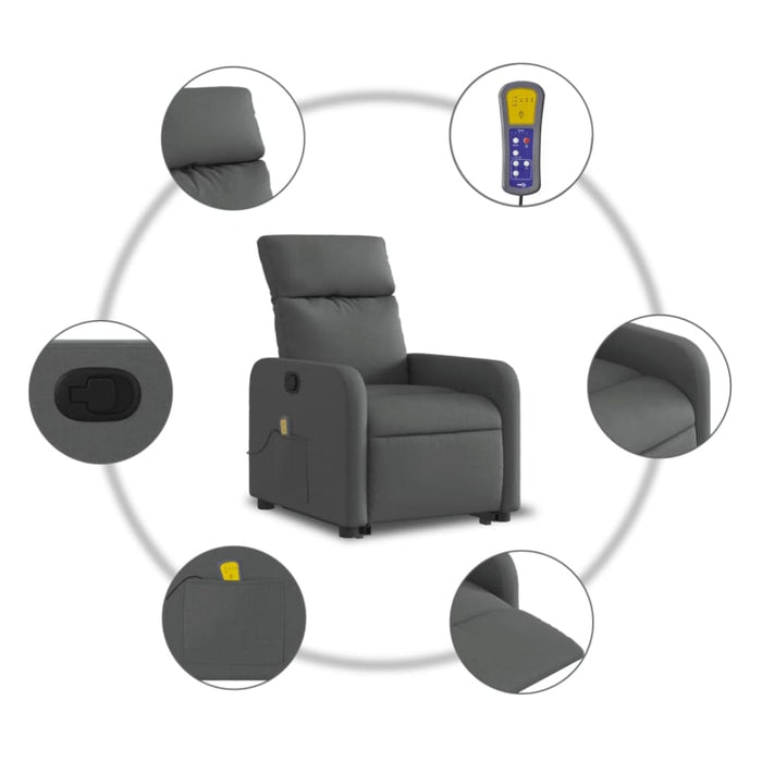 Electric Stand Up Massage Recliner Chair Dark Grey Fabric