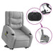 Electric Stand Up Massage Recliner Chair Light Grey Fabric