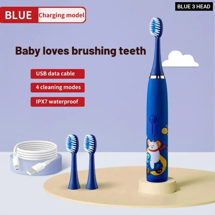 Electric Ultrasonic Rechargeable Soft Cartoon Toothbrush