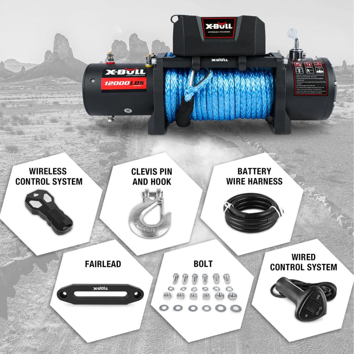 Electric Winch 12v 12000lbs/5454kg 26m Synthetic Rope