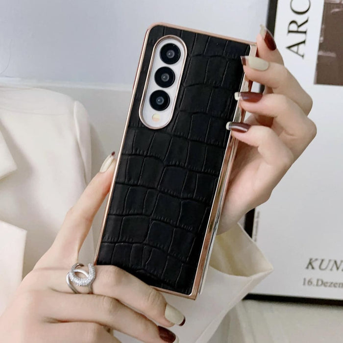 Electroplated Crocodile Leather Phone Case For Samsung