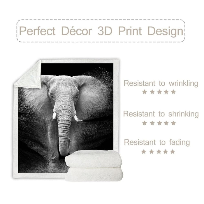 Elephant Sherpa Throw Blanket 3d Printed Animal Bedspread