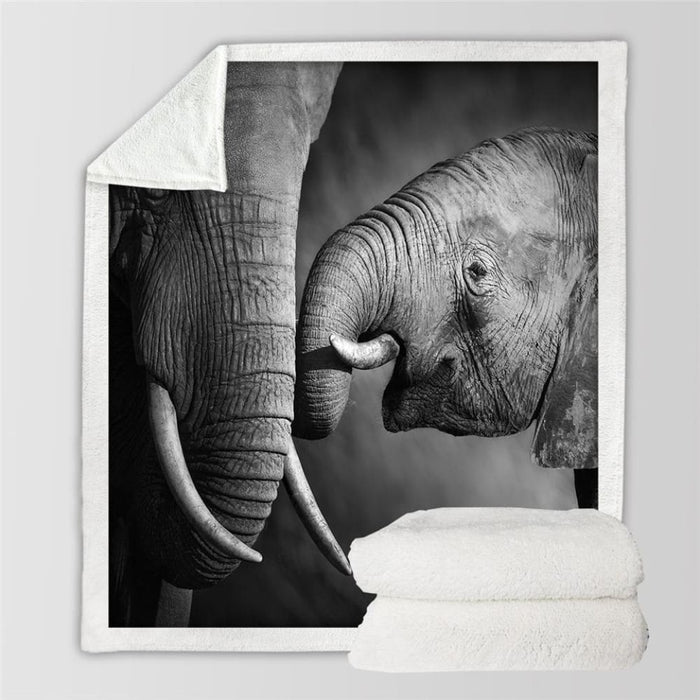 Elephant Sherpa Throw Blanket 3d Printed Animal Bedspread