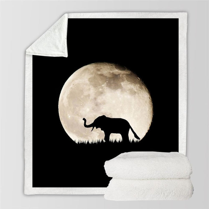 Elephant Sherpa Throw Blanket 3d Printed Animal Bedspread