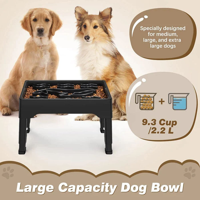 Elevated Dog Bowls Adjustable Height Raised Slow Feeder Non