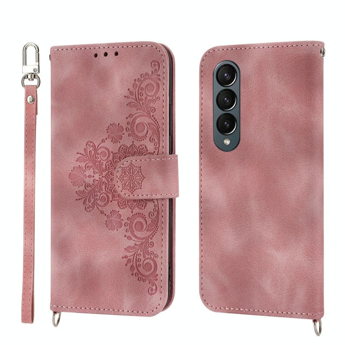 Embossed Floral Leather Phone Wallet For Samsung Galaxy z