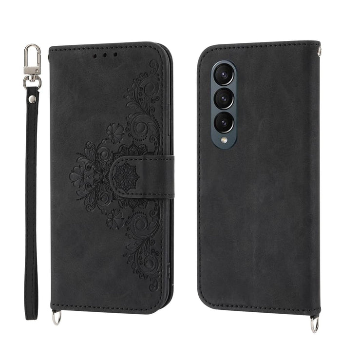 Embossed Floral Leather Phone Wallet For Samsung Galaxy z