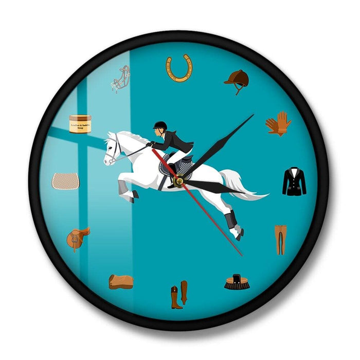 Equestrian Sport Equipment Set Modern Wall Clock Horse