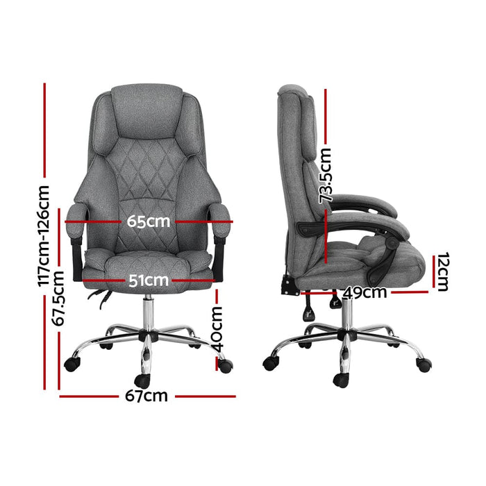 Executive Office Chair Fabric Recliner Grey