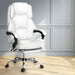 Executive Office Chair Leather Footrest White