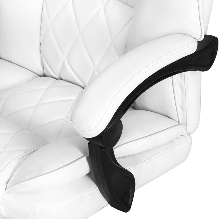 Executive Office Chair Leather Footrest White