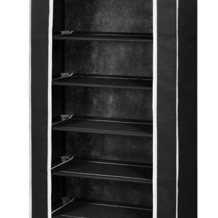 Fabric Shoe Cabinet With Cover 162 x 57 29 Cm Black Xabako