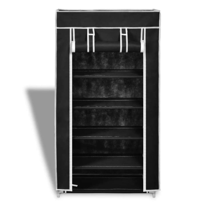 Fabric Shoe Cabinet With Cover 58 x 28 106 Cm Black Xabpbt