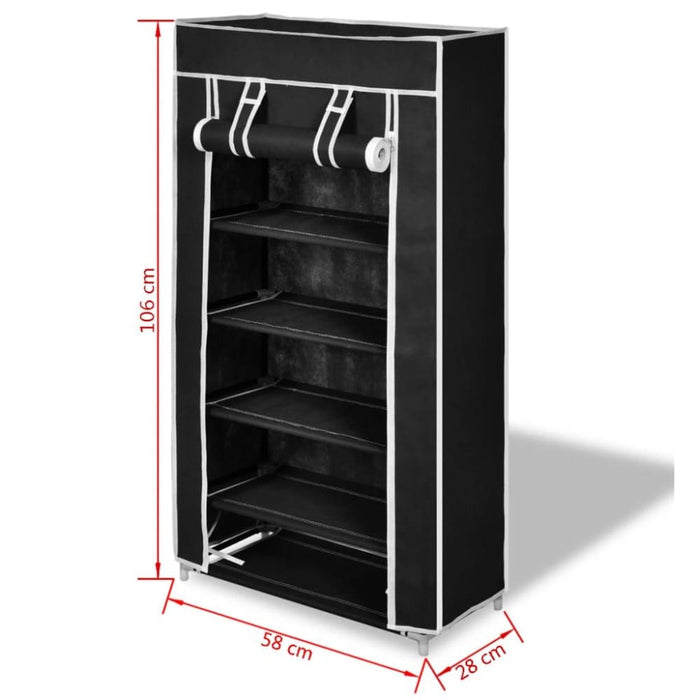 Fabric Shoe Cabinet With Cover 58 x 28 106 Cm Black Xabpbt