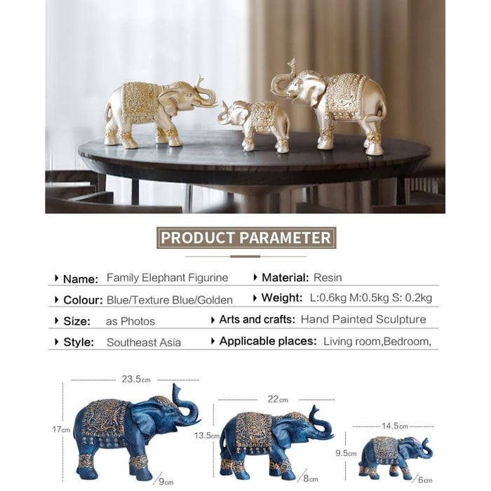 Family Elephant Figurine Resin Statue For Office Living Room