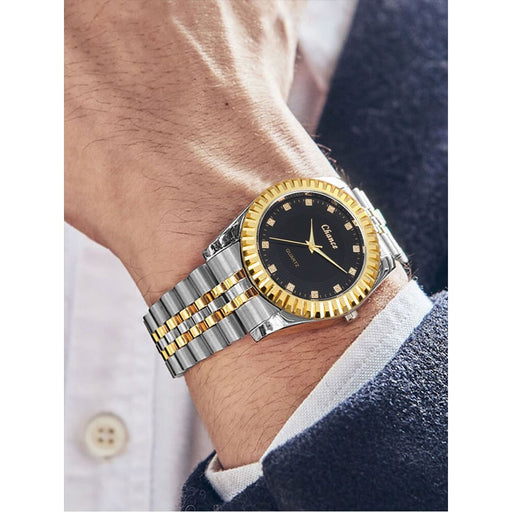 Fashion Business Men’s Room Gold Steel Band Quartz Watch