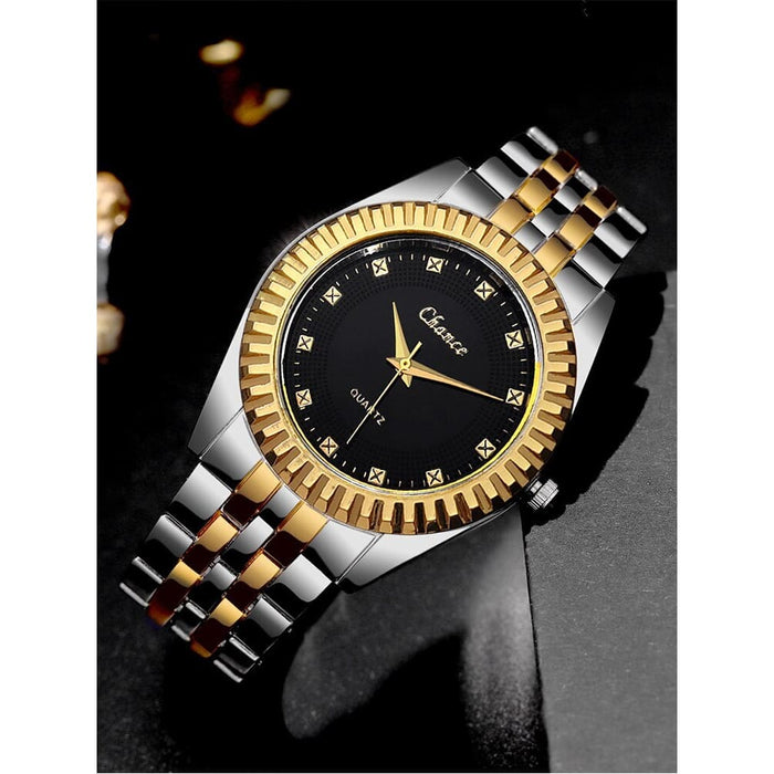 Fashion Business Men’s Room Gold Steel Band Quartz Watch