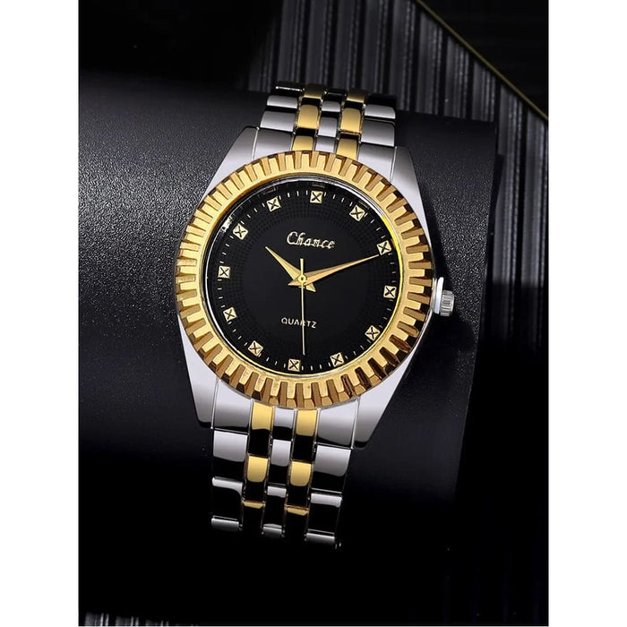 Fashion Business Men’s Room Gold Steel Band Quartz Watch