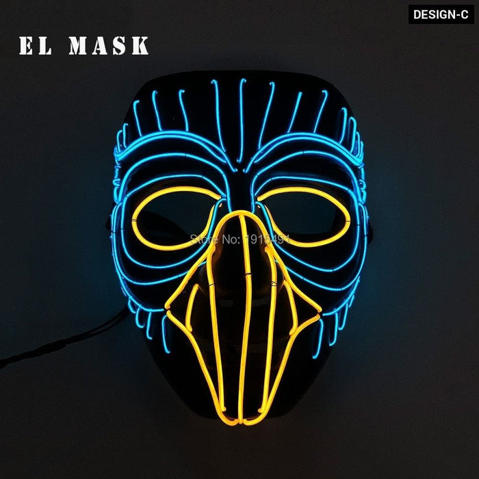 Fashion Carnival Neon Led Mask Halloween El Cold Horror