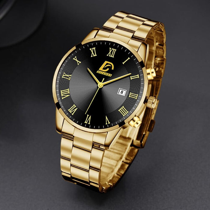 Fashion Mens Gold Stainless Steel Watches Luxury Minimalist