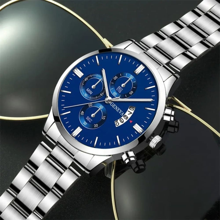 Fashion Mens Silver Stainless Steel Quartz Wrist Watch