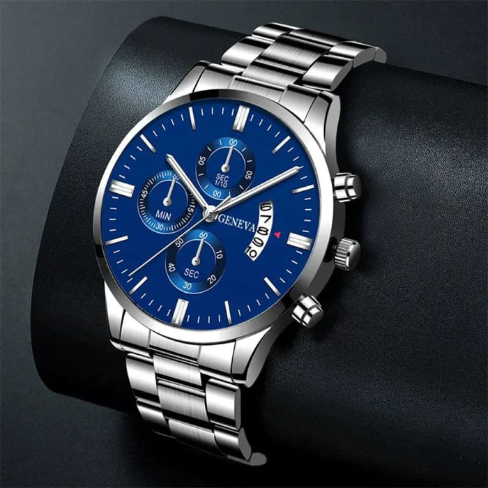 Fashion Mens Silver Stainless Steel Quartz Wrist Watch