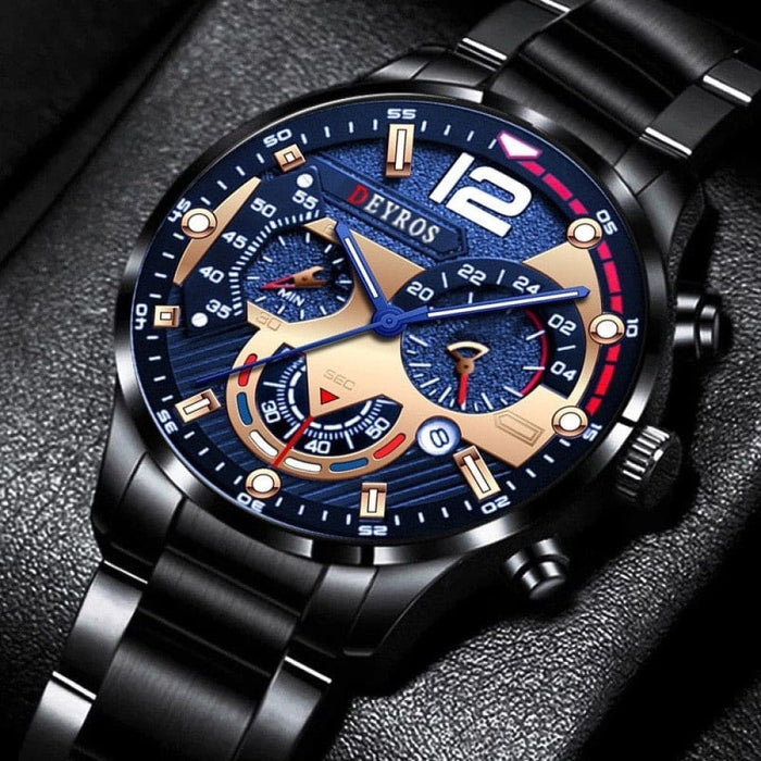 Fashion Mens Stainless Steel Watches Quartz Wristwatch