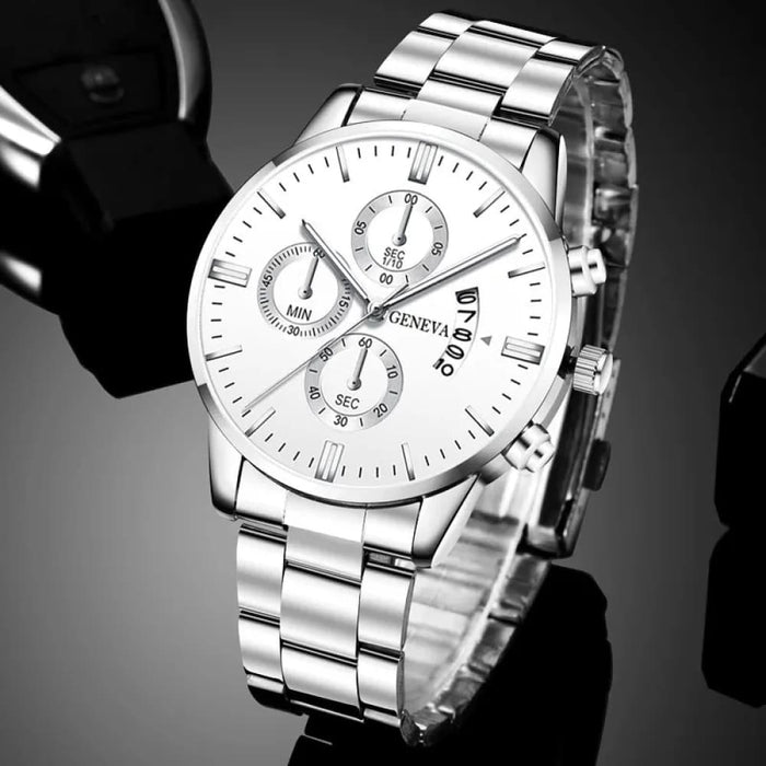 Fashion Mens Watches For Men Luxury Silver Stainless Steel