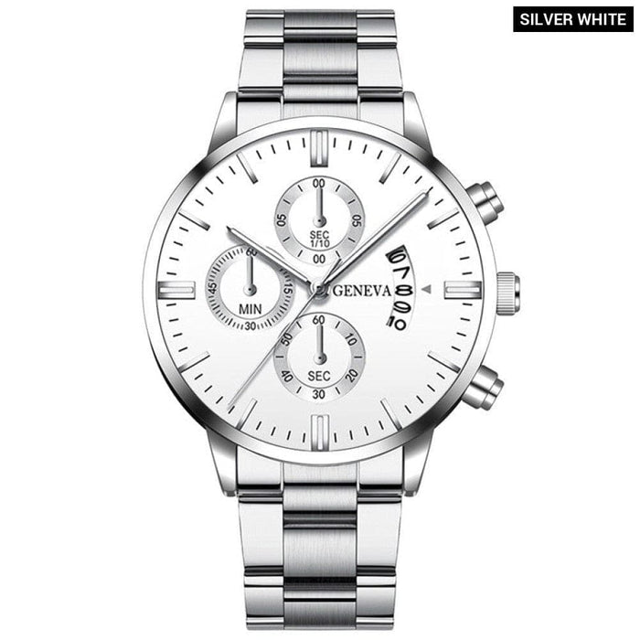 Fashion Mens Watches For Men Luxury Silver Stainless Steel