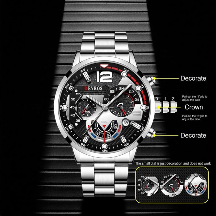 Fashion Mens Watches Luxury Stainless Steel Quartz