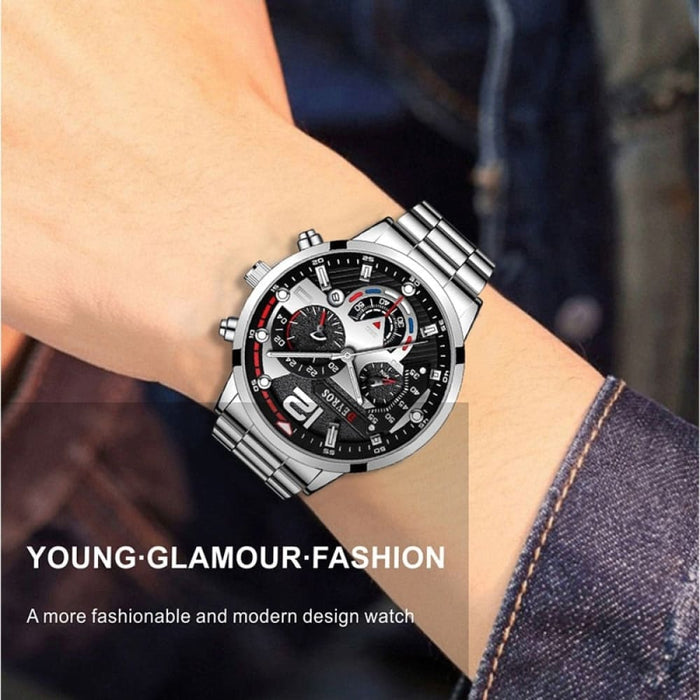 Fashion Mens Watches Stainless Steel Quartz Wristwatch