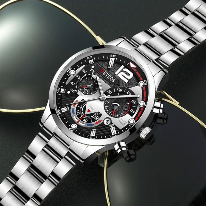 Fashion Mens Watches Stainless Steel Quartz Wristwatch