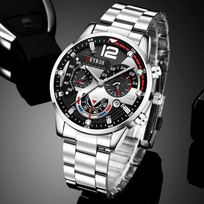 Fashion Mens Watches Stainless Steel Quartz Wristwatch