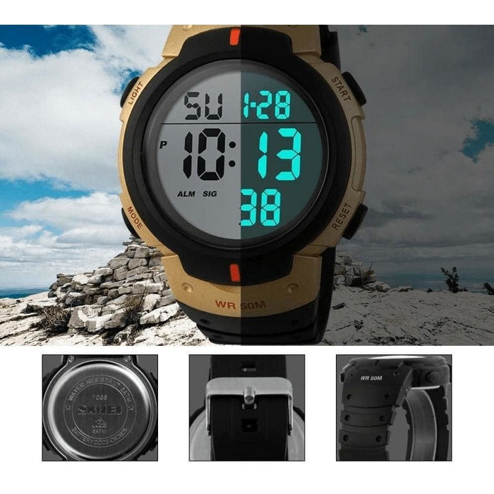 Men Fashion Outdoor Sport Big Dial Led Digital 5bar