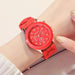 Fashion Women Watches Elegant Red Silicone Quartz Watch